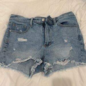 Altar'd State Light Blue Distressed High-Rise Denim Shorts